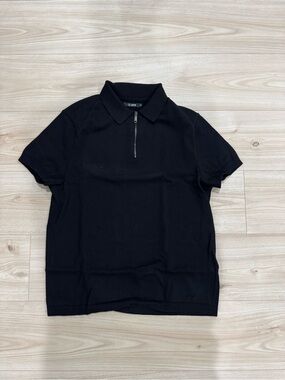 Cuts Clothing Black Short-Sleeve Polo with Zip